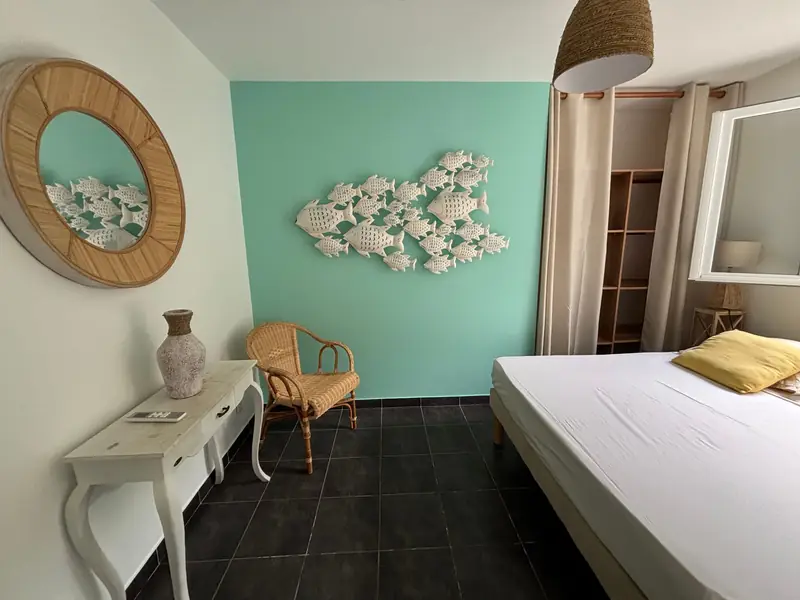 Chambre aux tons turquoise